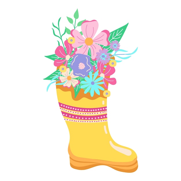 Vector bota de flores amarillas, arreglo floral dibujado a mano, elemento de diseño aislado