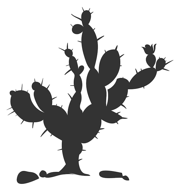 Vector botánica del desierto occidental silueta negra icono de cactus