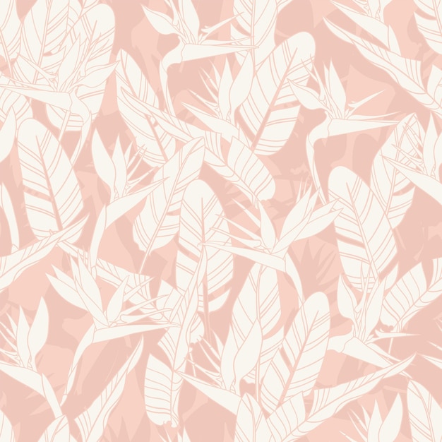 Botanical Hawaiian seamless pattern Tropical flower vector background Strelitzia reginae flowers and leaves Summer beach vacation fashion print