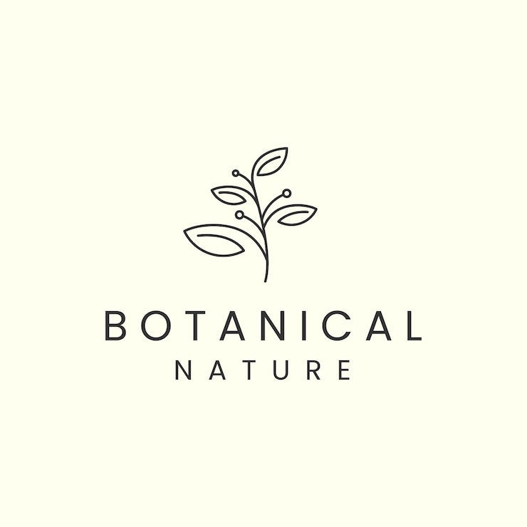 Vector botánico con estilo lineal logotipo icono vector ilustración naturaleza diseño de plantilla floral