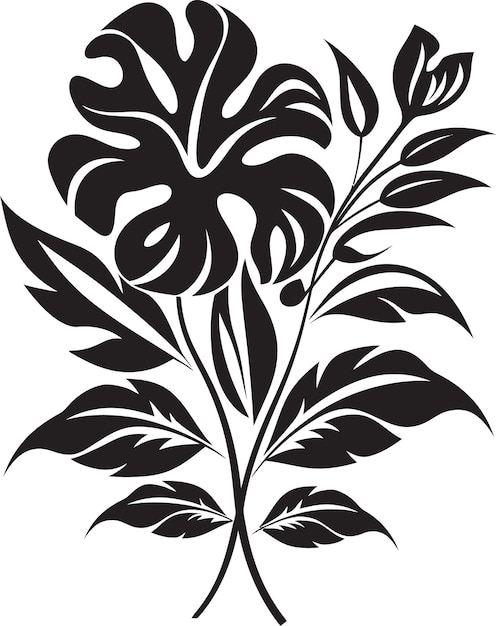 Vector botánicos de la isla icono negro acento floral exquisito diseño negro vectorial