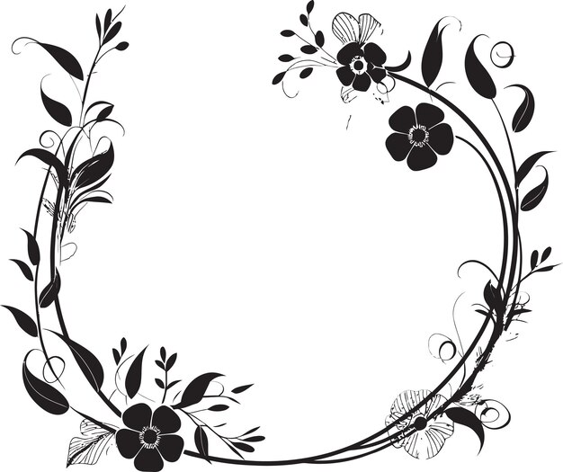 Vector botánicos románticos diseño vectorial negro serenata floral emblema de pareja de boda