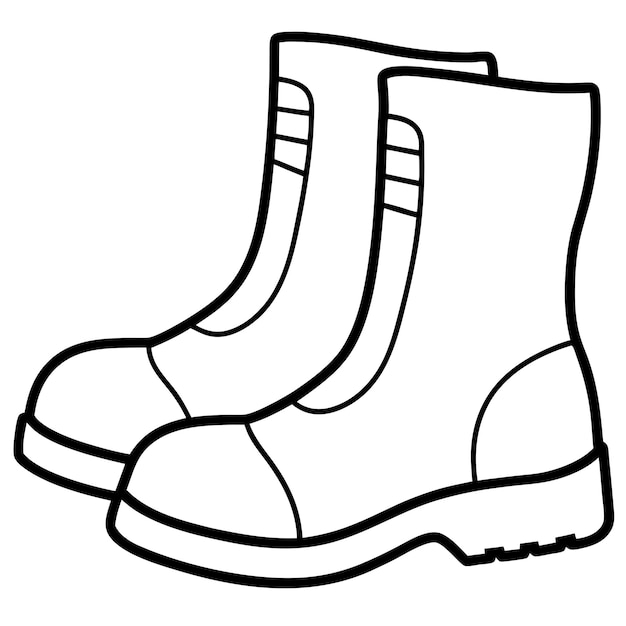 Botas contorno libro de colorear página de arte de línea ilustración dibujo digital