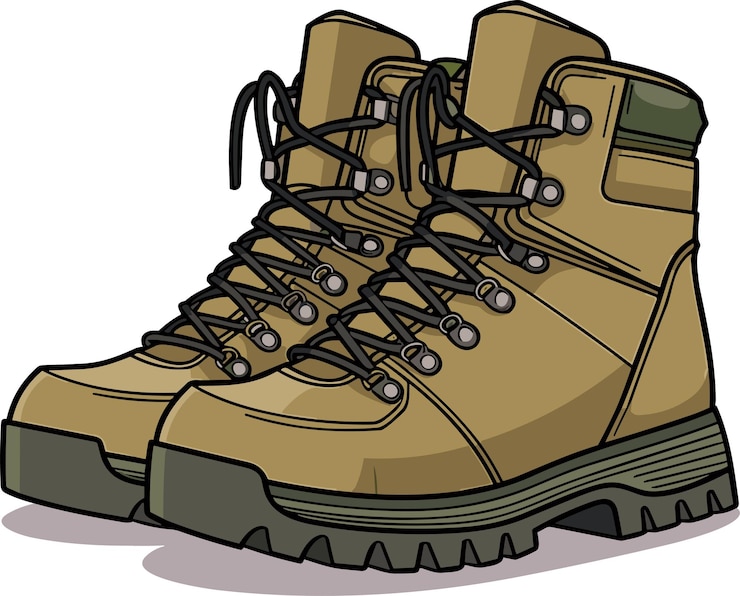 Vector botas del ejército caqui dibujos animados zapatos militares altos ilustración