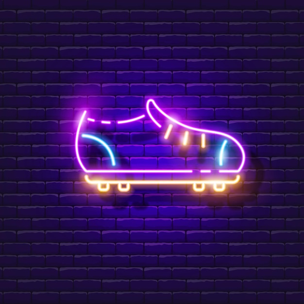 Botas de fútbol icono de neón signo de fútbol ilustración vectorial para el diseño concepto deportivo