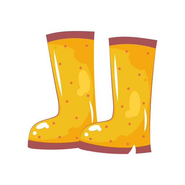 Vector botas de goma amarillas