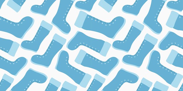 Botas de invierno con patrón sin costuras Ilustración de vector de desgaste estacional Ilustración de vector de moda de color dibujado a mano sobre fondo blanco