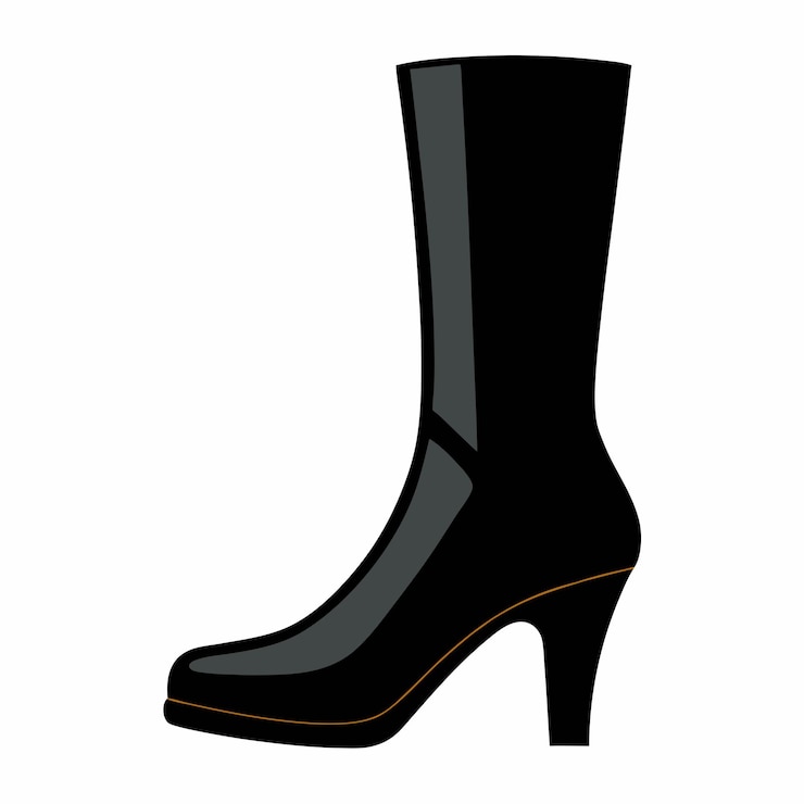 Vector botas largas de mujer negra diseño vectorial de clipart en fondo blanco