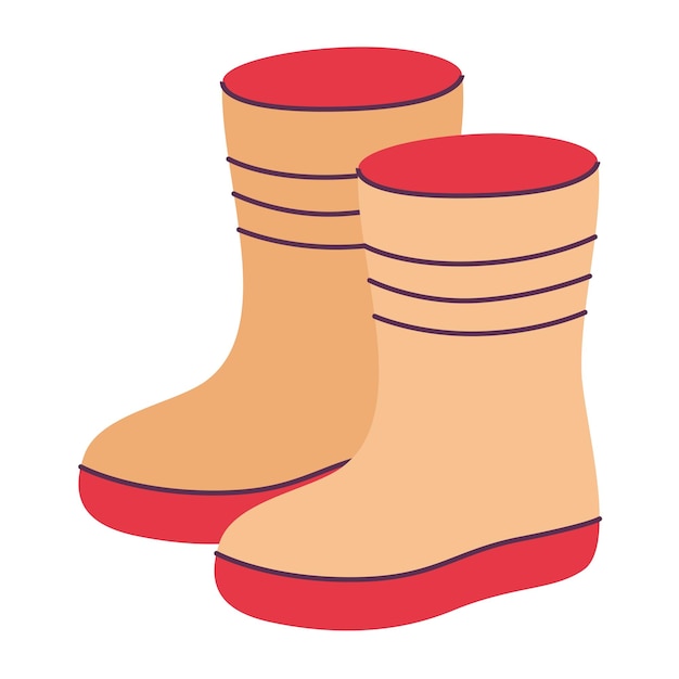 Botas de lluvia amarillas con varias impresiones ilustraciones vectoriales planas aisladas sobre fondo blanco