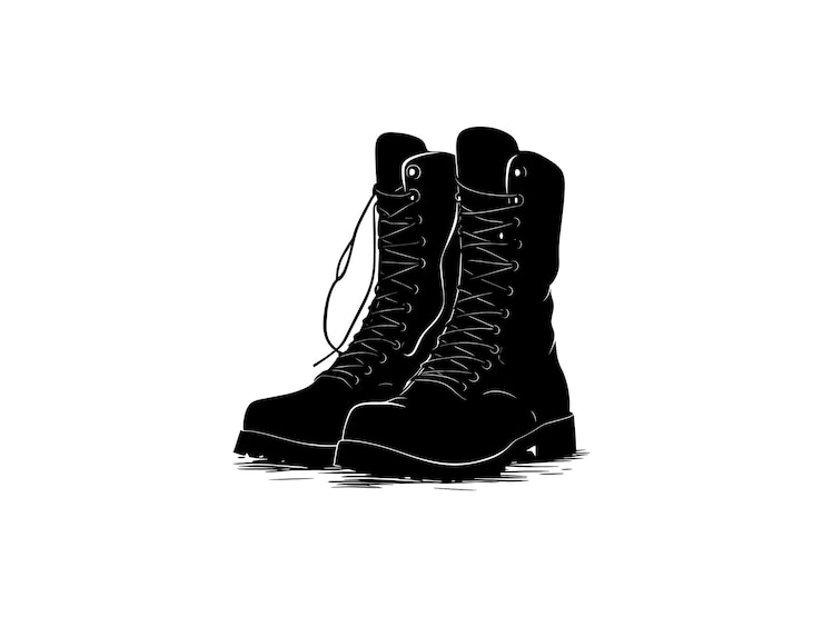 Vector botas militares siluetas diseño de homenaje al día de los veteranos