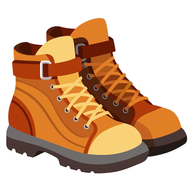 Vector botas de senderismo clipart ilustración vectorial al estilo de dibujos animados