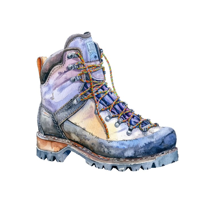 Vector botas de senderismo ilustración vectorial en estilo acuarela