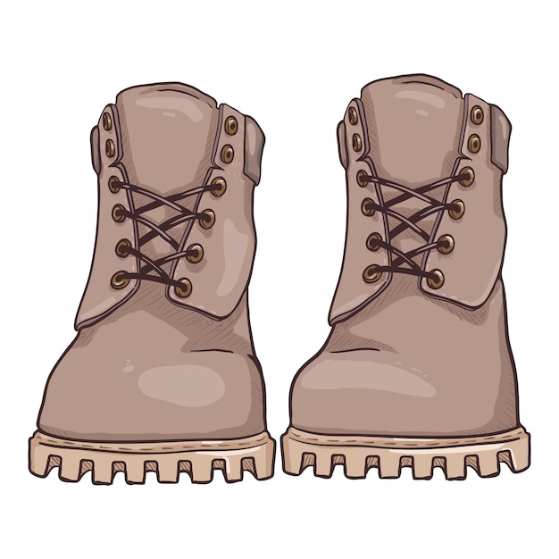 Botas trabajo gris claro dibujos animados ilustración vector vista frontal