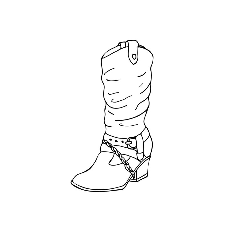 Vector botas tradicionales de cuero para vaqueras del oeste salvaje ilustración vectorial dibujada a mano botas de vaqueras occidentales