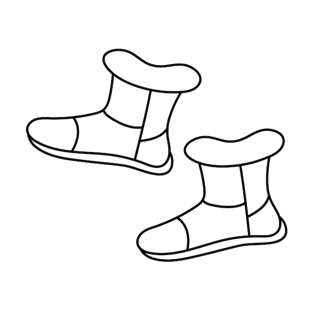 Botas ugg de invierno en estilo doodle. ilustración vectorial.