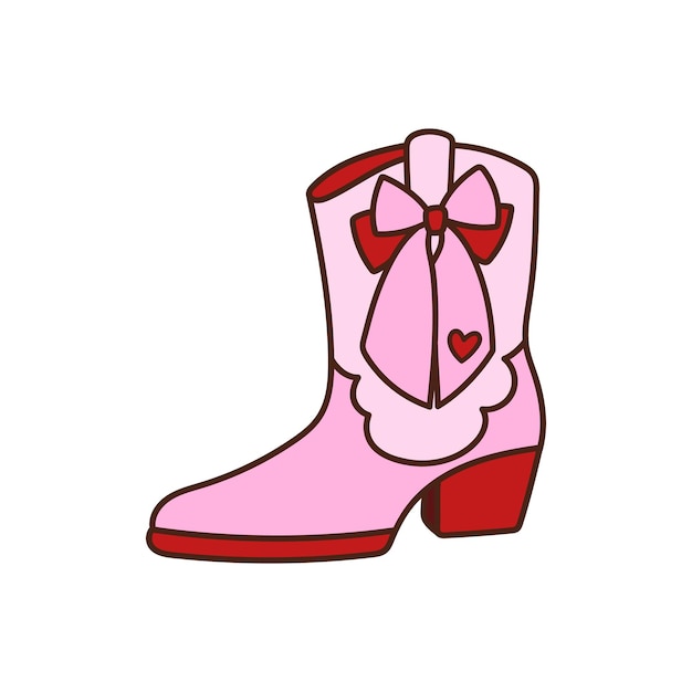 Botas de vaquera Calzado occidental decorado con arco de coqueta Zapatos para mujeres de estética retro