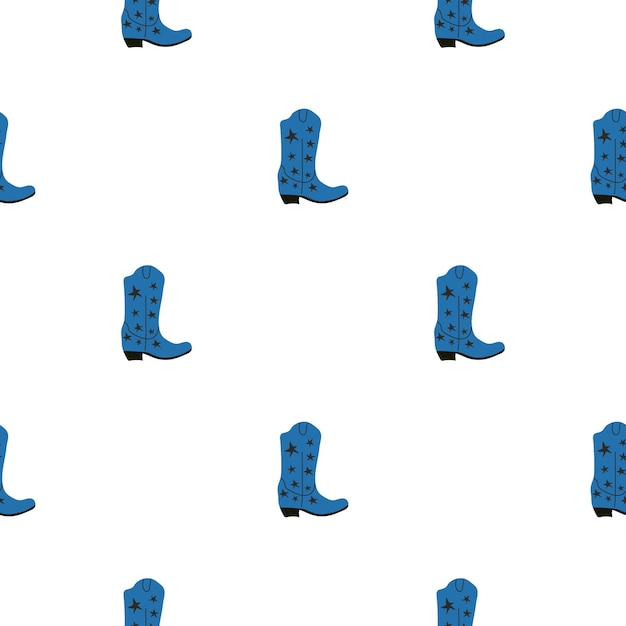 Botas vaqueras con adornos de patrones sin fisuras Tema del salvaje oeste