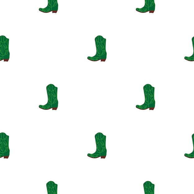 Botas vaqueras con adornos de patrones sin fisuras Tema del salvaje oeste