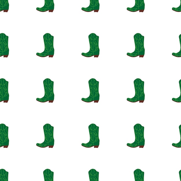 Botas vaqueras con adornos de patrones sin fisuras Tema del salvaje oeste