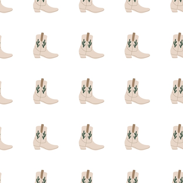 Botas vaqueras con adornos de patrones sin fisuras Tema del salvaje oeste