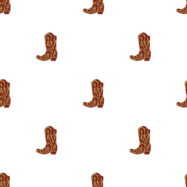 Botas vaqueras con ornamento de patrones sin fisuras Tema del salvaje oeste Dibujado a mano de color