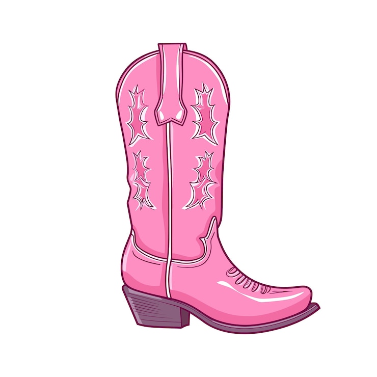 Vector botas vaqueras rosadas femeninas ilustración aislada chica vaquera usa botas tema del salvaje oeste vector west