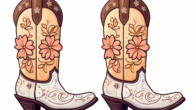 Botas de vaquero elegantes con adornos florales Moda de vaquera