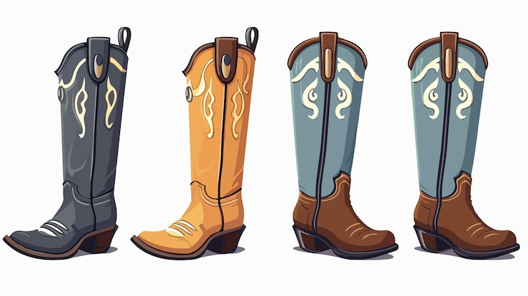 Vector botas de vaquero con espolones aislados por el vector