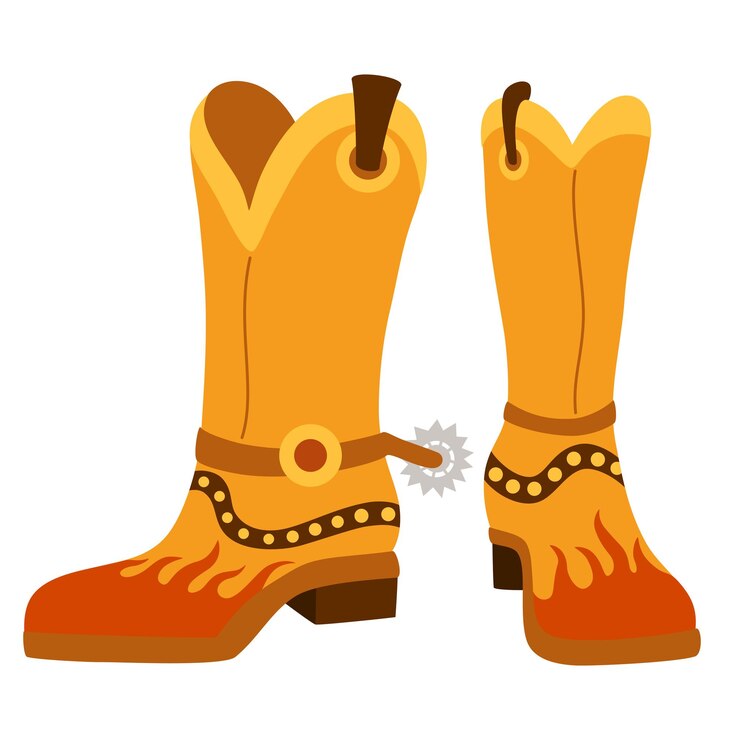 Vector botas de vaquero iconos de clipart del oeste salvaje ilustración de dibujo de mano vectorial aislada