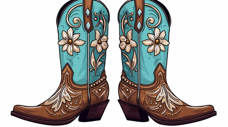 Vector botas de vaquero occidentales elegantes accesorios decorativos para trajes de moda
