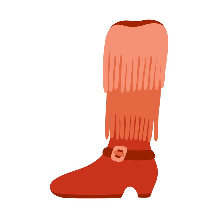 Vector botas de vaquero retro con flecos tradicionales y cinturón vector decorado botas de vaquera en estilo occidental