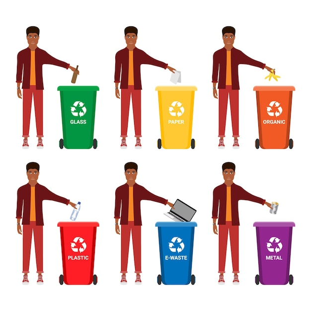 Bote de basura contenedor de basura contenedor de basura infografía Mantener limpio o no tirar basura concepto