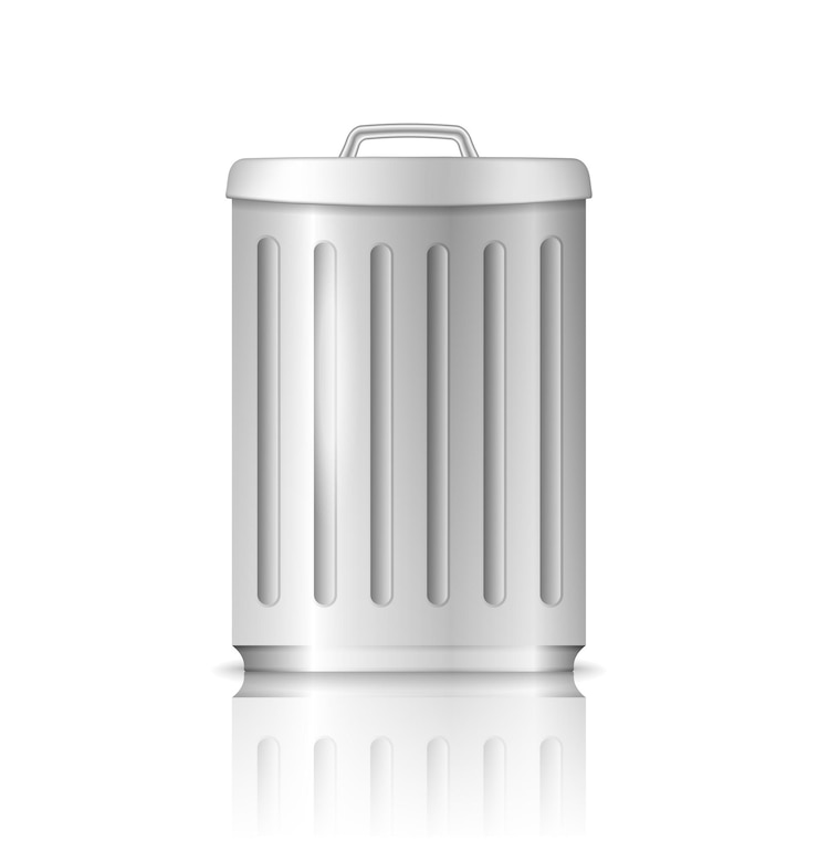 Vector bote de basura con reflexión sobre fondo blanco ilustración vectorial eps10