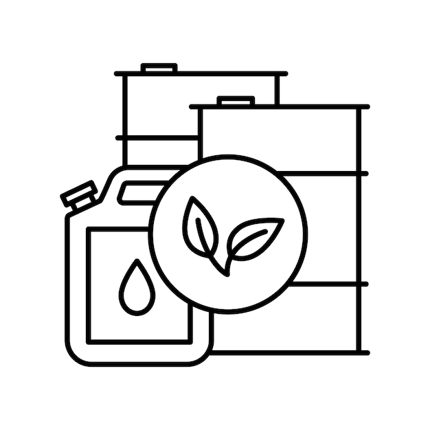 Bote de biocombustible y barril de aceite en esquema Concepto de biocombustible ecológico Símbolo de energía alternativa de la industria ecológica