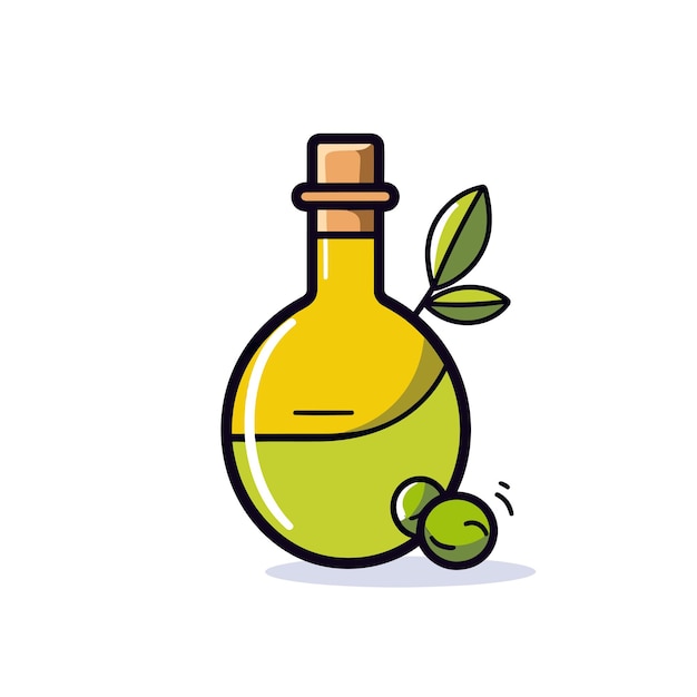 Vector una botella de aceite de oliva junto a un pomelo.
