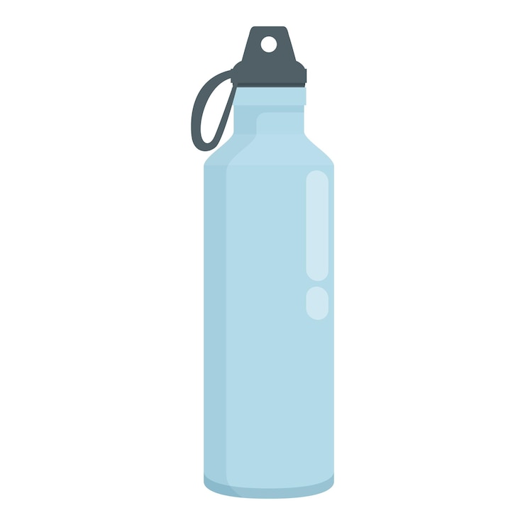 Vector botella de agua azul reutilizable aislada en blanco