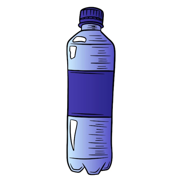 Botella de agua. día internacional del agua. agua en una botella de plástico. estilo de dibujos animados. ilustración vectorial. para diseño y decoración.