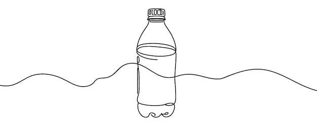 Botella de agua Dibujo continuo de una botella Ilustración vectorial de una línea