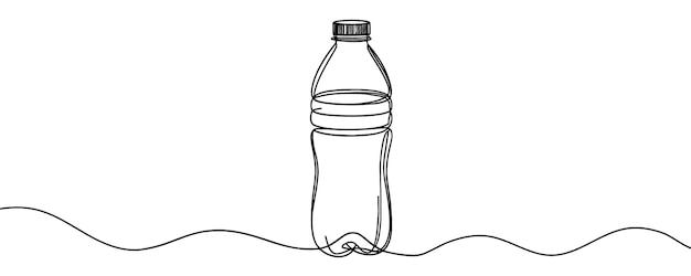 Botella de agua Dibujo continuo de una botella Ilustración vectorial de una línea