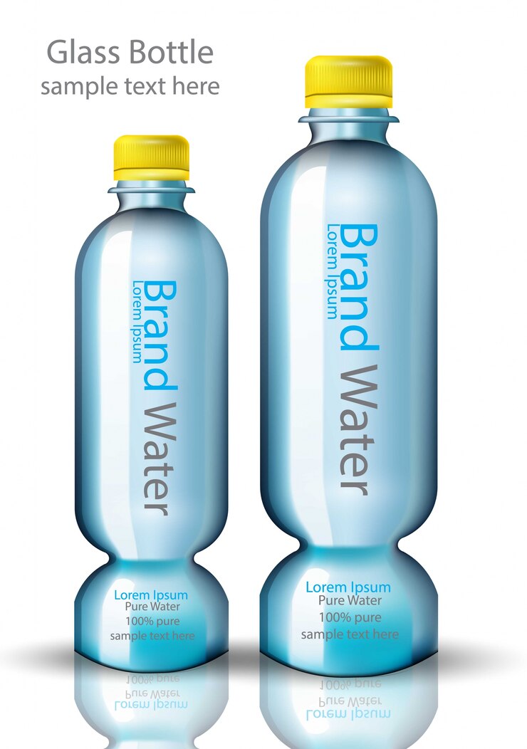 Vector botella de agua forma original vector de diseño realista. embalaje de producto simulacro de ilustración