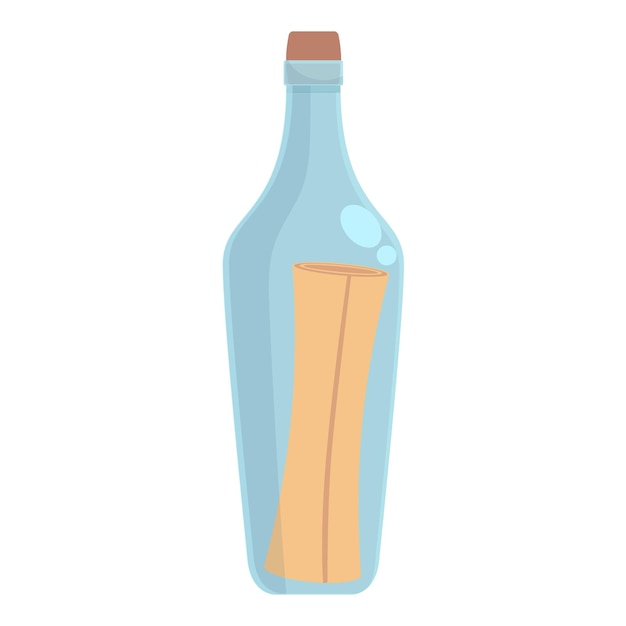 Botella de agua mensaje icono dibujos animados vector mar papel vino pirata