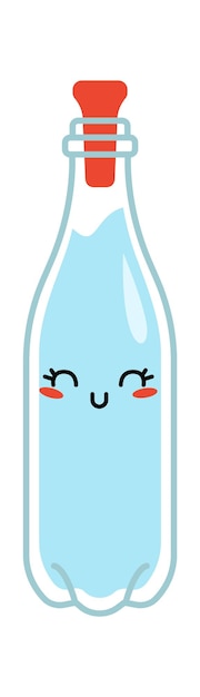 Botella de agua de personaje de dibujos animados ilustración vectorial