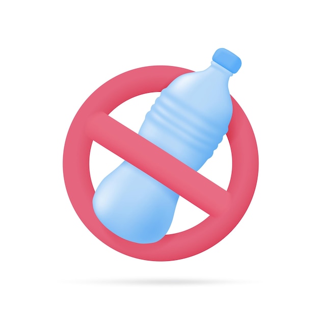 Botella de agua de plástico Concepto de reducción de plástico para el planeta Ilustración 3D