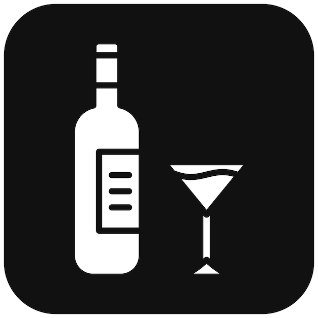una botella de alcohol y un vaso con un vaso de vino