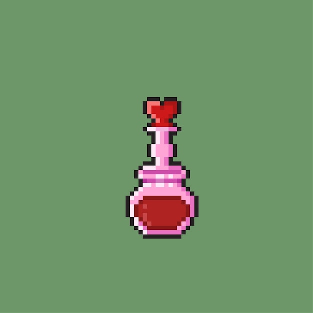 Botella de amor en estilo pixel art