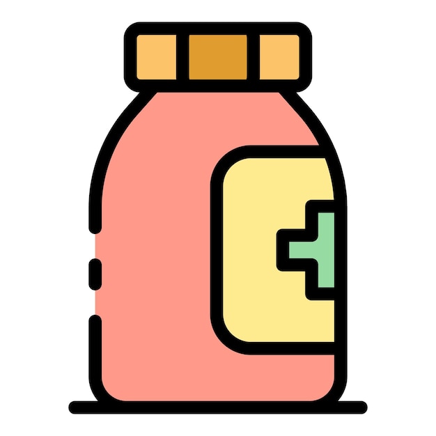 Botella de aspirina icono Contorno botella de aspirina vector icono color plano aislado