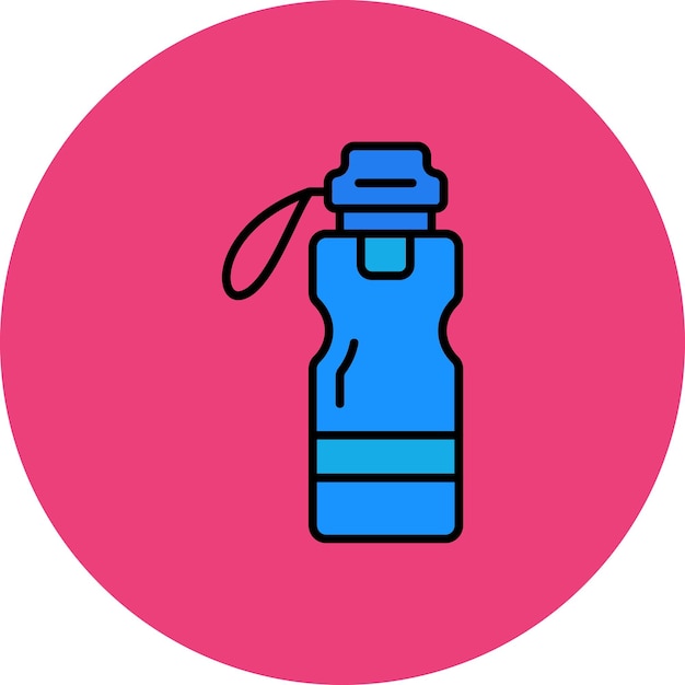 una botella azul con una etiqueta roja que dice una cinta roja