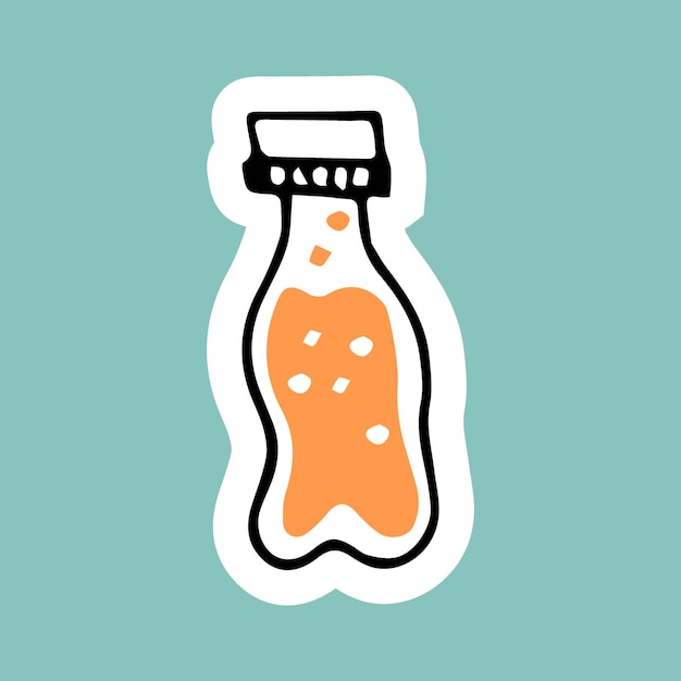 botella de bebida de agua gaseosa gaseosa en una botella de pegatina vectorial dibujando una paleta retro con
