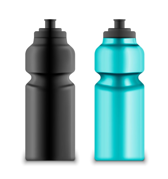 Vector botella de bebida deportiva para fitness aislado en blanco. beba recipiente de plástico para el estilo de vida deportivo.