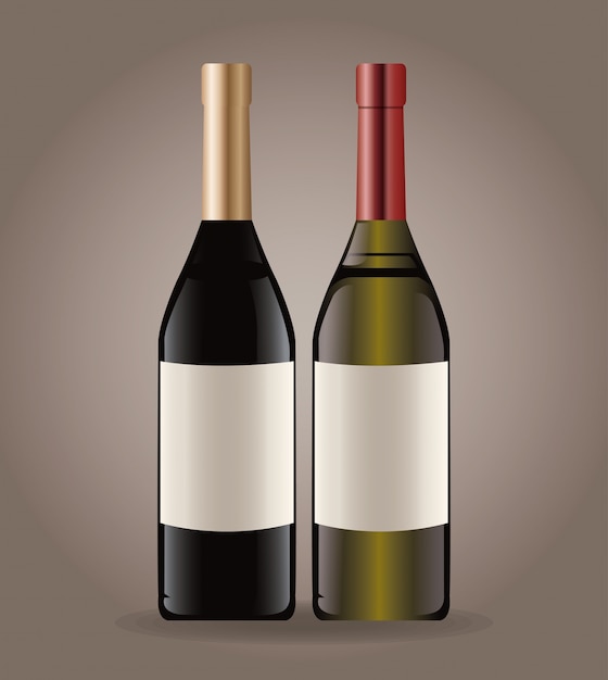 Vector botella de bebida de vino